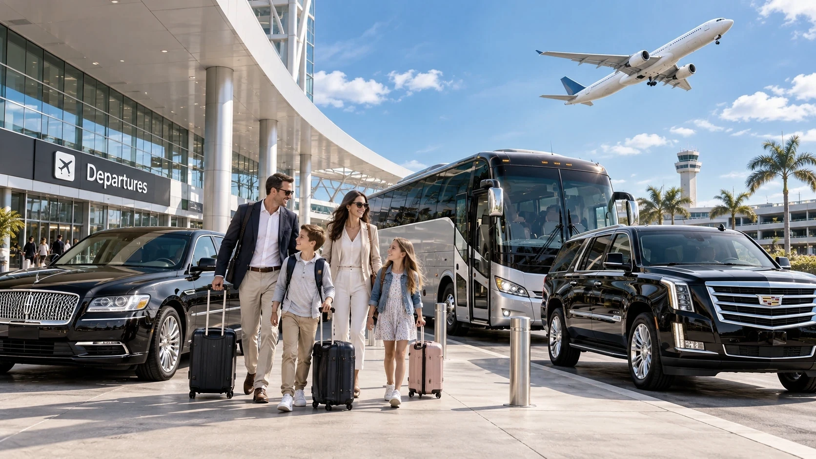 Group charter transportation at a Atlanta area airport
